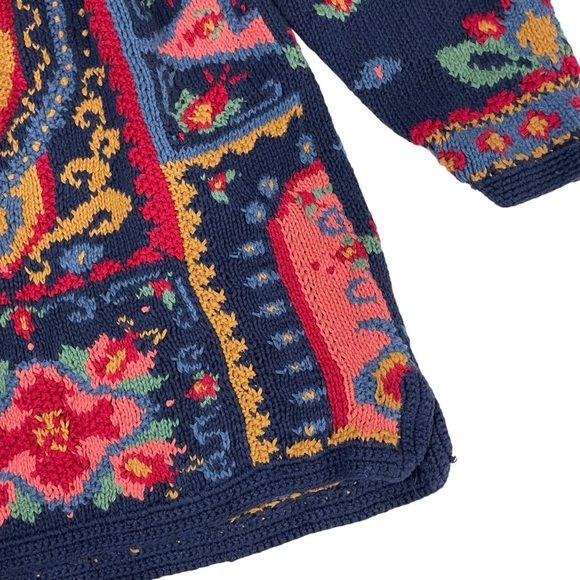 Vintage Signatures by Northern Isles Floral Hand Knit Sweater Medium - Picture 6 of 13
